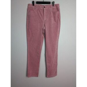 Brooks Brothers Red Fleece Pants Womens 10 Pink Corduroy‎ Ankle Slim Pockets Zip
